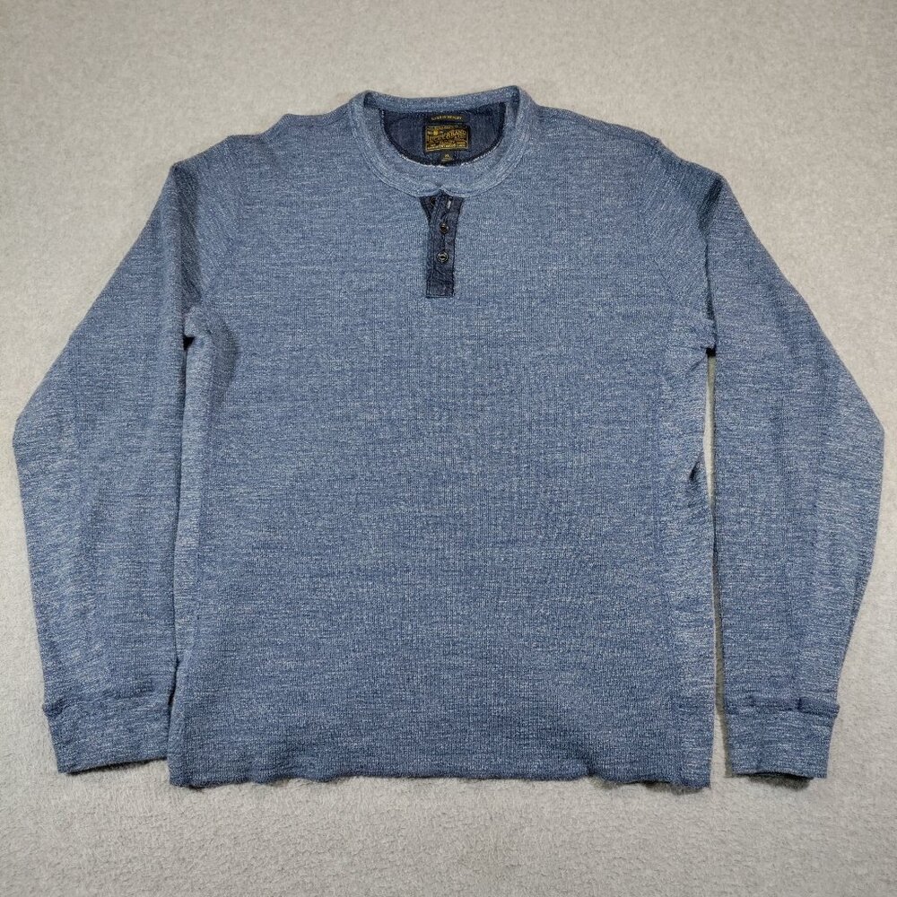 Lucky Brand Lived In Henley Shirt Mens XL Blue Long Sleeve Casual